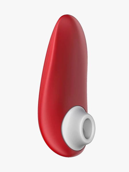 Womanizer Starlet 2 Clitoral Suction Stimulator red and white suction vibrator on light gray background